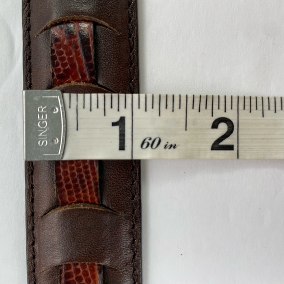Brown‎ Leather Snakeskin Inlay Woven Belt 38 - Picture 16 of 16